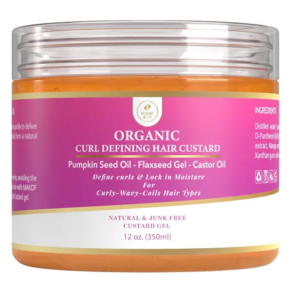 Curls Define and Styling Custard Gel, Enhances Your Curls Definition and Hold Your Style. Formulated with Flaxseed, Pumpkin Seed & Rosemary. All Natural 12 fl oz