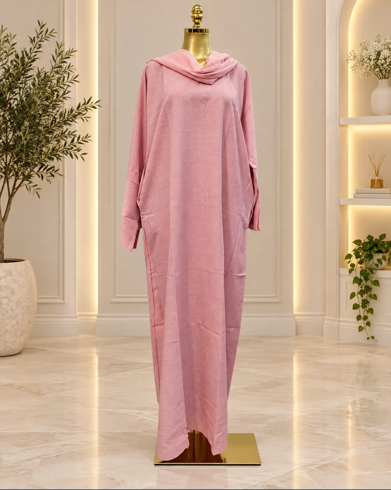 Closed Linen Abaya w/ Matching Hijab