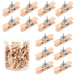 Wooden Push Pin Clips, 40-Pack - Multipurpose Thumb Tacks for Cork & Bulletin Boards - Office & Classroom Decor, Teacher Supplies, Craft Accessories, Stationery Office Supplies
