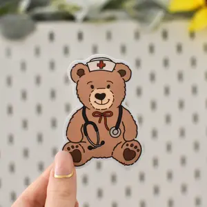 Nurse Teddy Bear Sticker