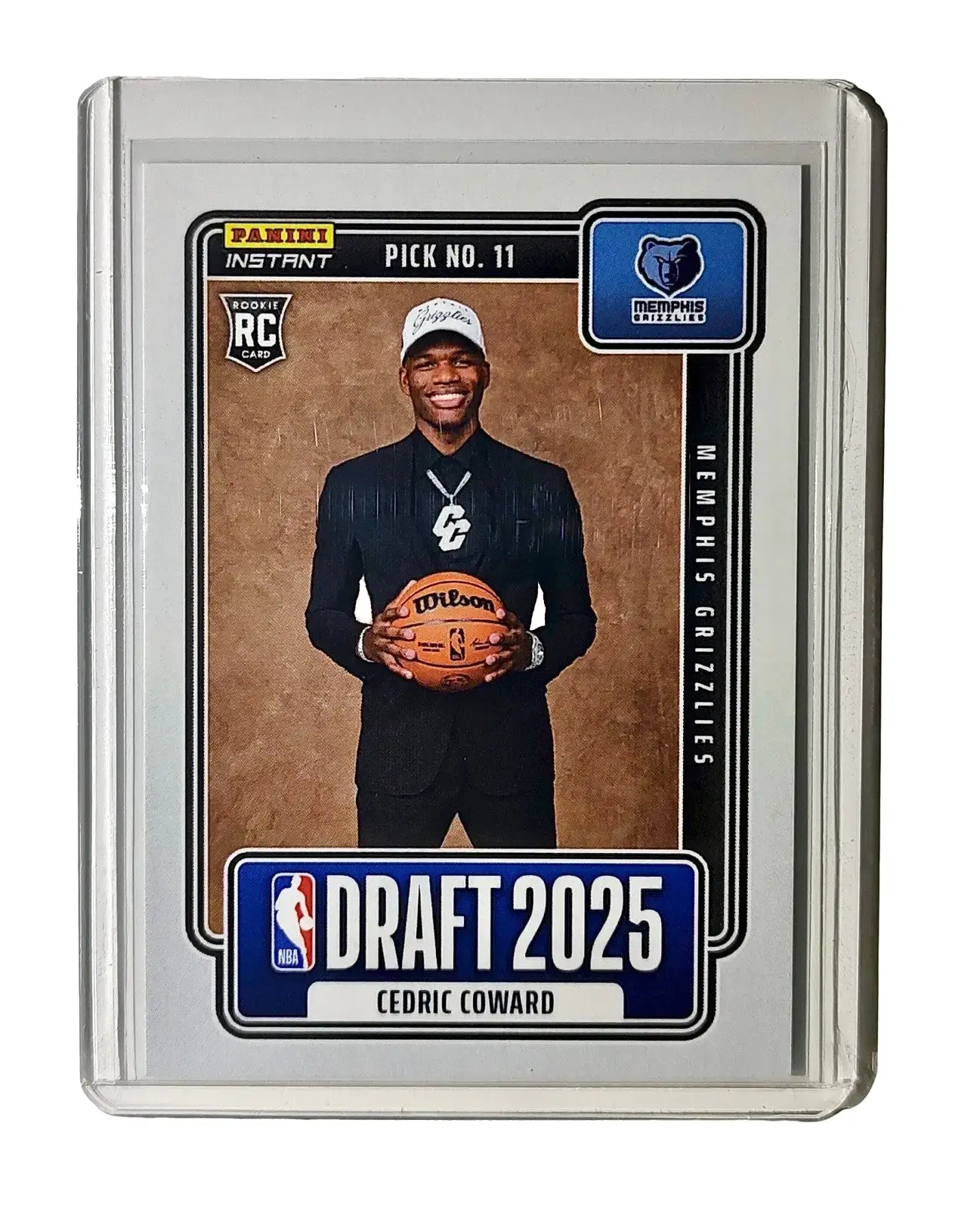 Cedric Coward Rookie 2025-26 Panini NBA #11 Draft Night Card Memphis Grizzlies