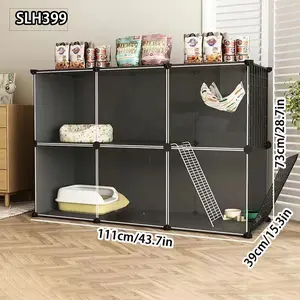 Cat Cage Indoor Home Cat Villa Semi-Enclosed Multi-Layer Cat Shelter Free Space Cat Bed Cat House Cat Cabinet Litter Box Enclosure