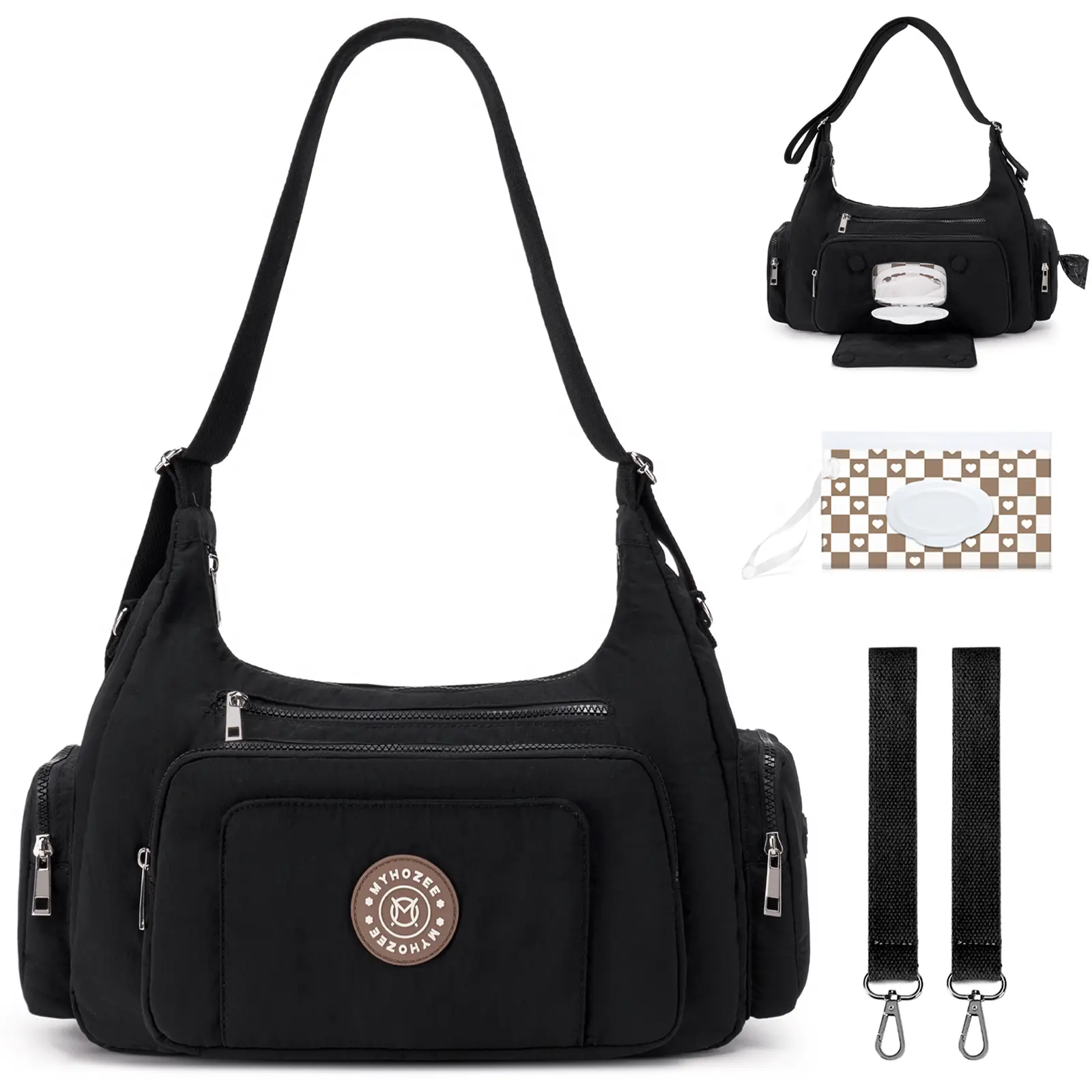 MYHOZEE Women's Quilted Puffer Crossbody Tote Bag - Large Capacity, Multi-Pocket Lightweight Mommy Bag, Travel Diaper Tote for Everyday Purse & Travel Use