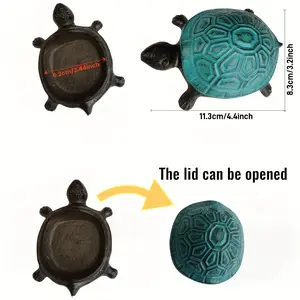 Cast Iron Turtle Key Holder with Hinged Lid - Decorative Turtle Key for Spare Keys & Jewelry Storage, Decor Accessory Suitable for, Office, Doorstep
