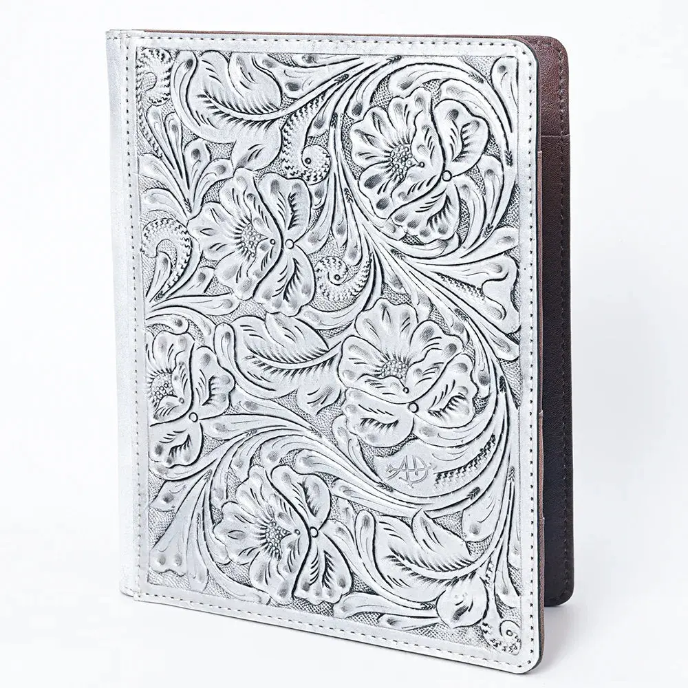 Lancaster Silver Hand Tooled Leather Portfolio