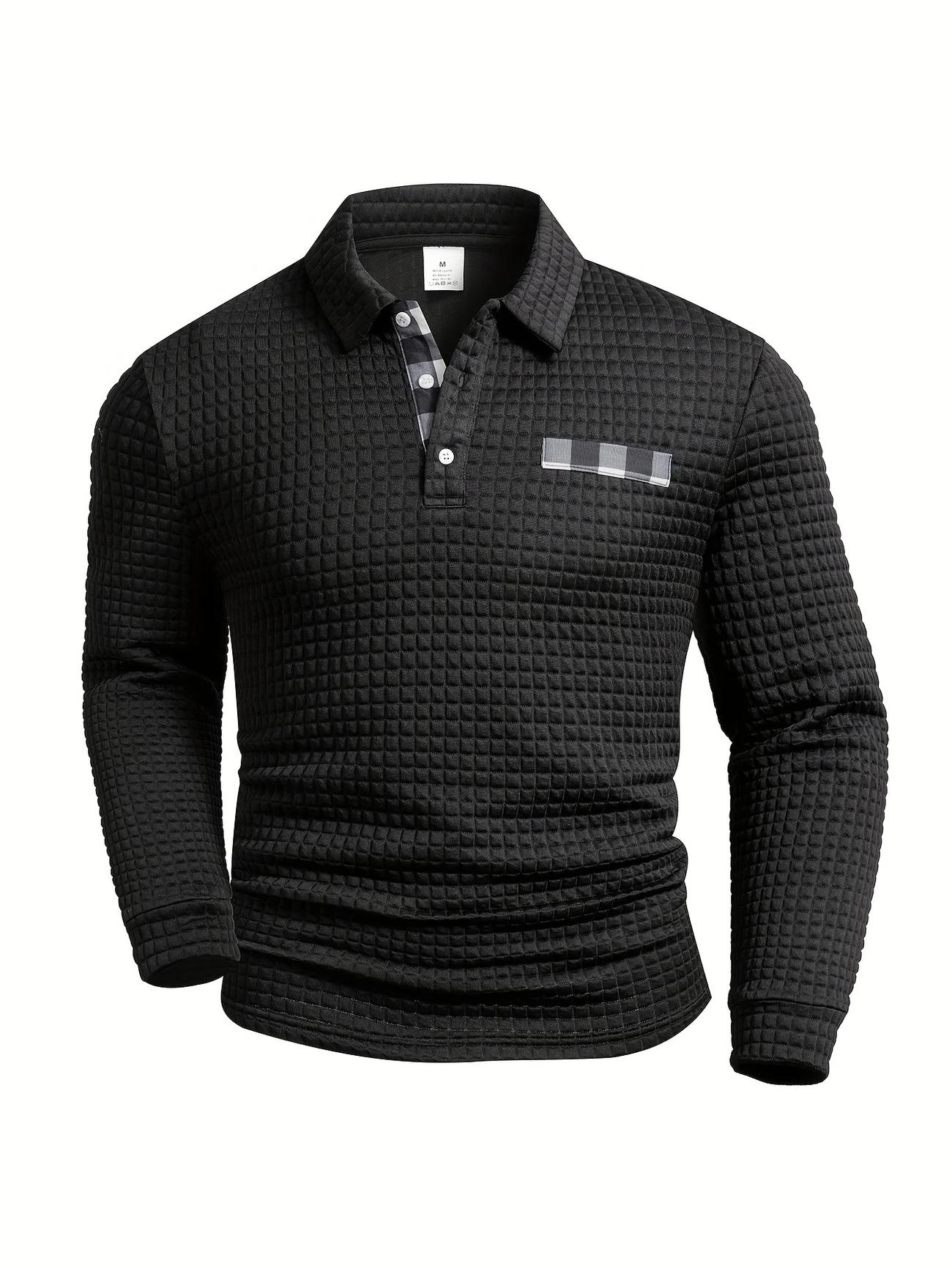 Men's Fashion Casual Long-Sleeve Polo Shirt, made from soft and breathable fabric, versatile and stylish, suitable for daily casual wear and office attire.