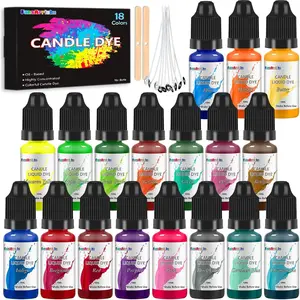 FansArriche Candle Dye - 18 Colors Liquid Oil-Based Dye for Candle Wax, Vivid Candle Color for DIY Candle Making, Highly Concentrated Natural Candle Color