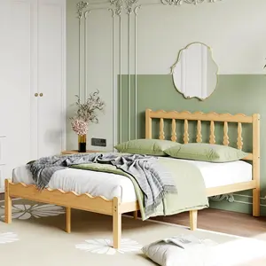 Aardhen Modern Platform Bed Frame with Wavy Headboard 14 Inch No Box Spring Needed Metal Slats Silent Support Easy Assembly Ample Underbed Storage Sturdy Bedroom Bed for Kids Boys Girls Daughter Son