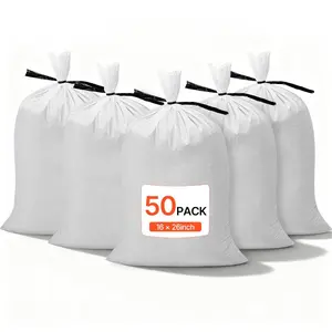 VEVOR Heavy Duty Sand Bags, 50Pack 16x 26, Empty Sandbags for Flooding with Tie Strings, Woven Polypropylene Sand Bag with 1600 Hours of UV Protection, 50Lbs Capacity