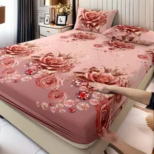 3-Piece Romantic Christmas Valentine Holiday Bedding Set, Soft Skin-Friendly Fabric, Easy Care, Fits All Beds, Four Seasons Use