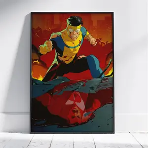 Invincible Unframed Poster, Mark Grayson Wall Art, Omni Man Scene Print, Superhero Comic Poster
