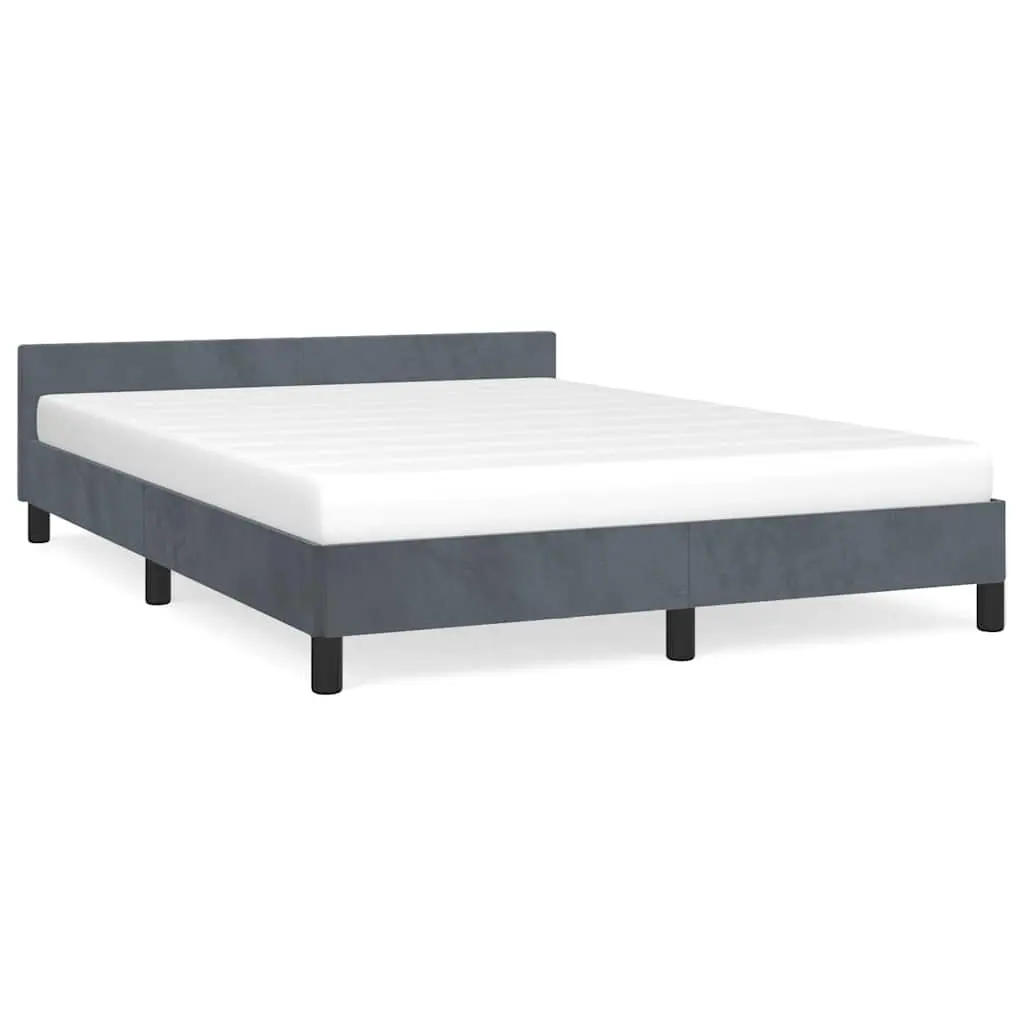 vidaXL Velvet Bed Frame Platform Bed, Scandinavian Style/Slats Support/No Box Spring Needed/Without Mattress/Easy Assembly, Dark Gray Full Bed 347604