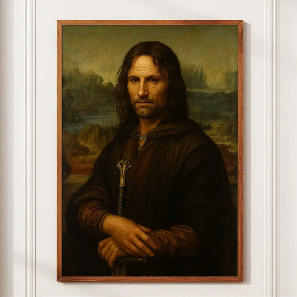 The Mona Aragorn – Funny Fantasy Meme Poster for Room Decor Artistic Wall Decoration