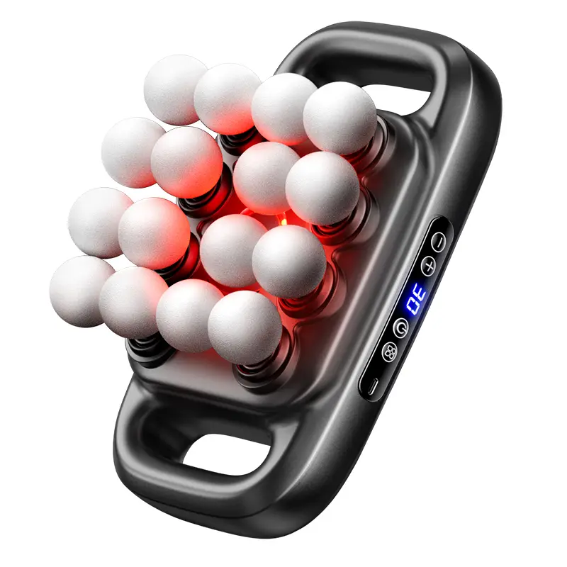 16-head Back Massager, 1-30 Speed Levels Adjustable Muscle Massager with Red Light Heating, Professional Muscle Massage Tool for Home & Travel Deep Tissue Gun Therapy Percussion Set Full Body Heated