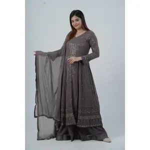 KURTI's Unique Georgette Salwar Suit with Sequins & Embroidery Details