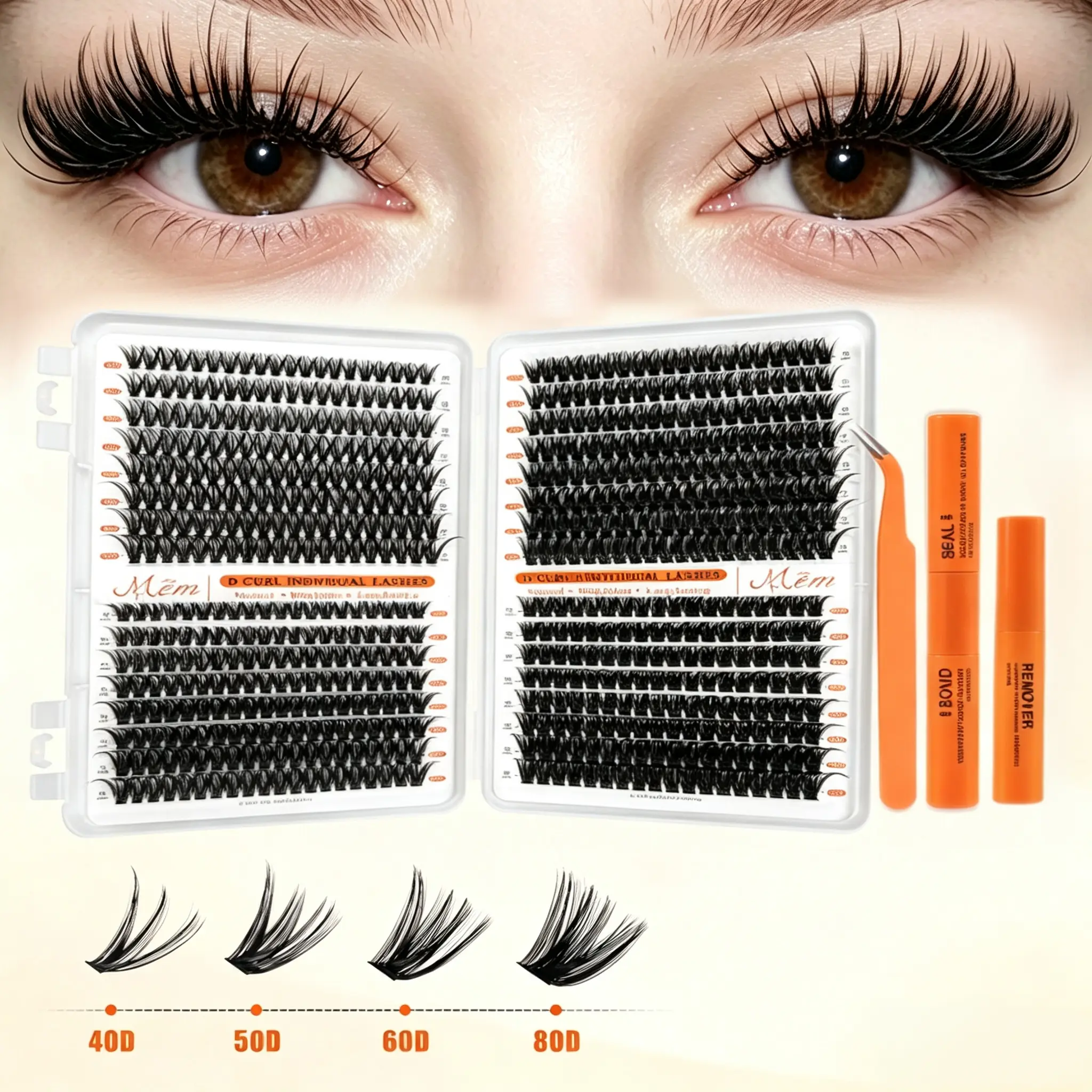 #backtoschool.Enchantress Cluster Lashes Set‑Soft Fluffy Eyelash Extensions, Lash Glue Remover & Tweezer, Beginner‑Friendly At‑Home Makeup Kit, Back To School Beauty Products