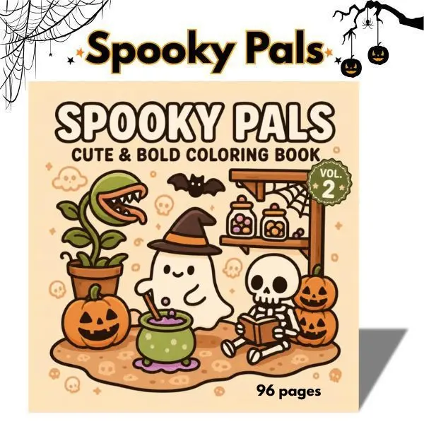 Spooky Pals Halloween Coloring Book for Kids & Adults | Cute & Bold Easy Coloring Pages, Large Print Halloween Designs, Stress Relief, Fall Activities & Holiday Gift