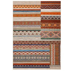 5 x 7 ft Polyester Multi Color Rectangular Bedroom Dining Room Living Room Geometric Modern Farmhouse Area Rug-B
