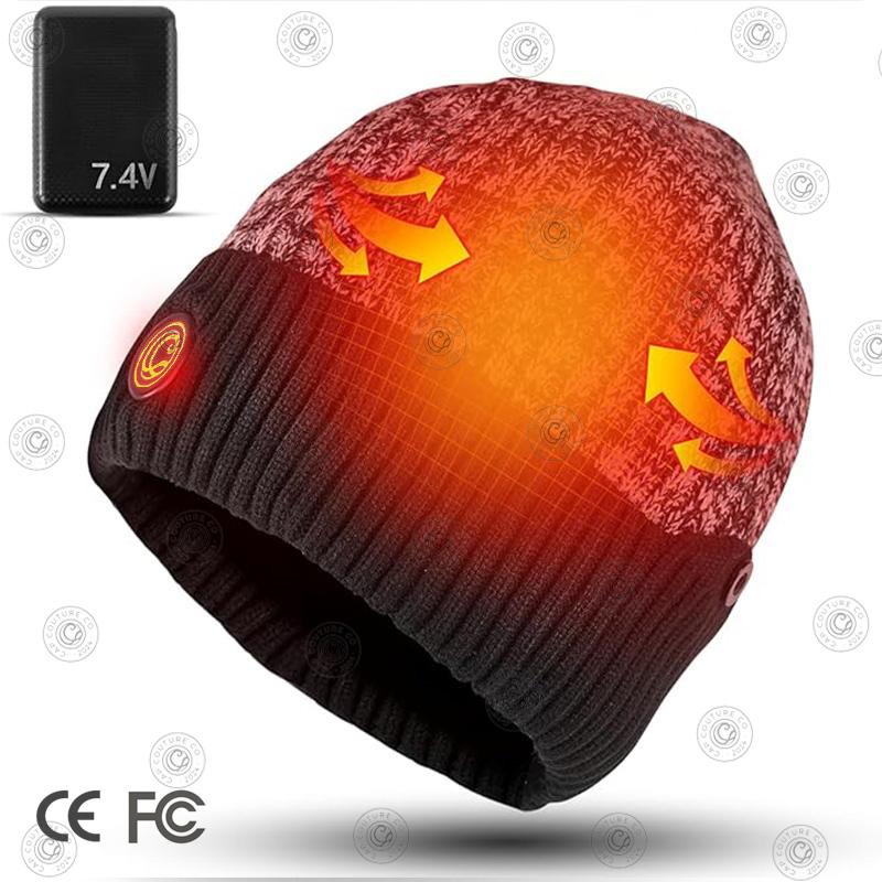Winter outdoor heated hat with 3 temperature settings, quick heating ...