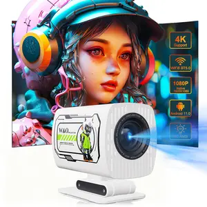 Mini Portable 4K Smart Projector, WiFi 6 Bluetooth 5.0 Native 1080P Mini Projector, Android 11 Portable Projector