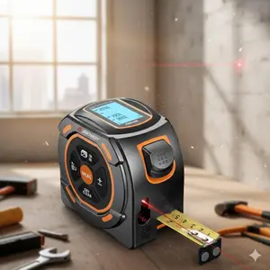 Portable Laser Distance Measurer: 2-in-1 Electronic Tape Measure for Construction, Carpentry, and DIY. Features Area/Volume Calculation, Pythagorean Mode, Imperial/Metric Switch for Indoor Outdoor Use.