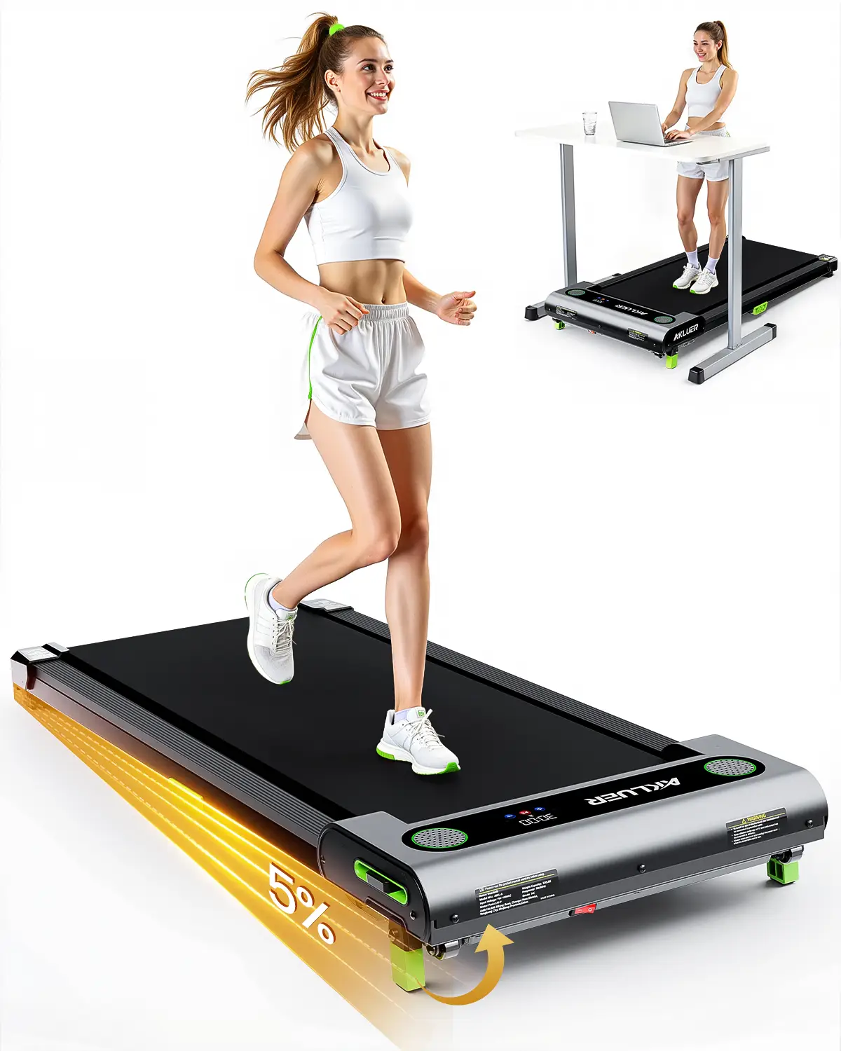 [a weight capacity of up to 330 lbs] Walking Pad with Incline, Under Desk Treadmill for Home, 2.5HP Portable Treadmills with Remote Control, 4 in 1 I