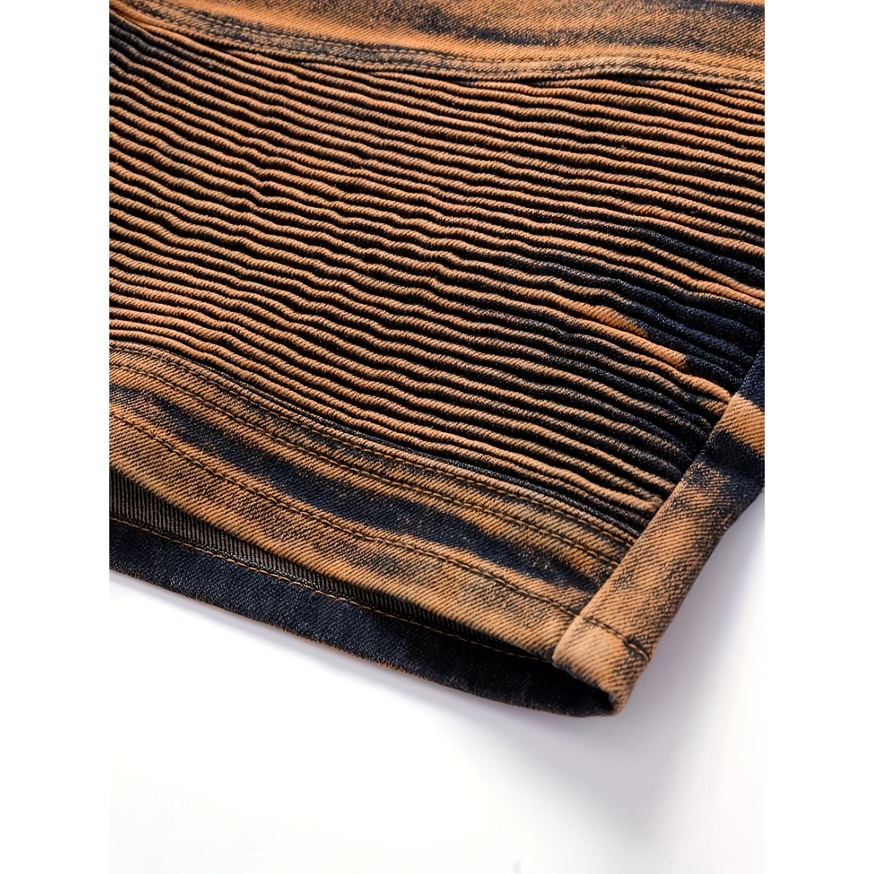 Men’s summer straight-leg brown denim shorts with pockets, structured design, European/American fashion trend