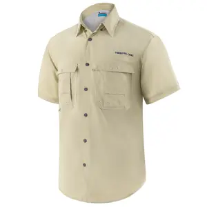 TruDave Men's UPF 50+ UV Short Sleeve Hiking Fishing Shirt with Button Down Front, Pockets, and Quick Dry Performance for Fishing Gear