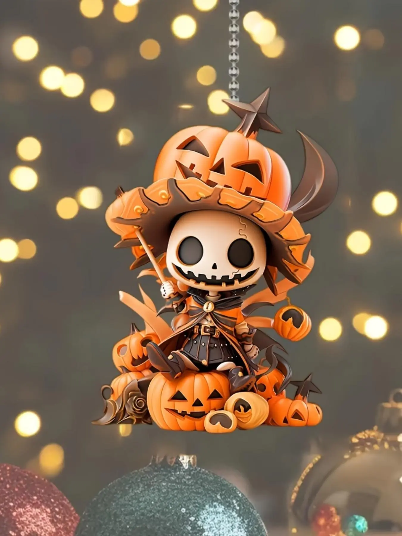 2D Flat Acrylic Cute Halloween Pumpkin Acrylic Keychain, Key Ring, Car Accessory & Creative Gift Idea, All Season Party Style Design, Trendy Cute Keychain, No Choking Hazard