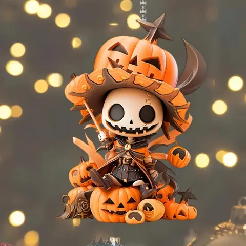 2D Flat Acrylic Cute Halloween Pumpkin Acrylic Keychain, Key Ring, Car Accessory & Creative Gift Idea, All Season Party Style Design, Fall Trendy Keychain, Trendy Cute Keychain, No Choking Hazard