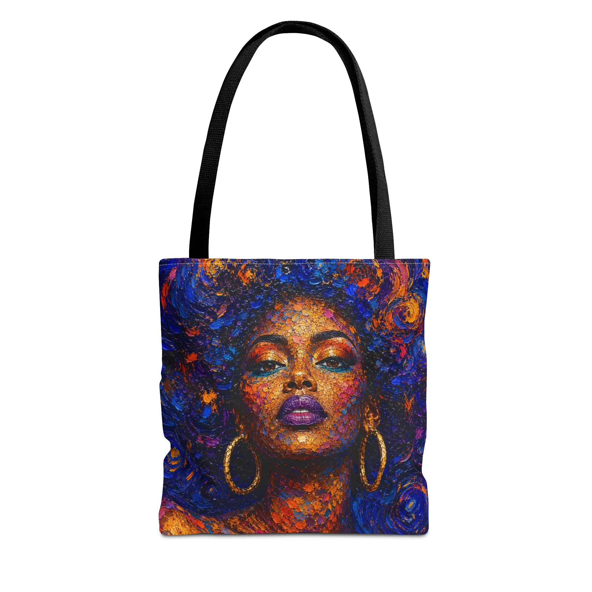 Celestial Art Tote Bag | Impressionist Portrait | Blue Gold Afrocentric | 3 Sizes | Everyday Statement Bag | BagLadyEra