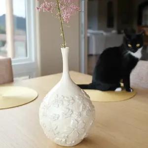 Bloom Vase - Hand-Thrown Sculpture in Refined White Glaze - 13 in Tall - Display Only - San Diego Crafted - Unique Visual Statement Piece