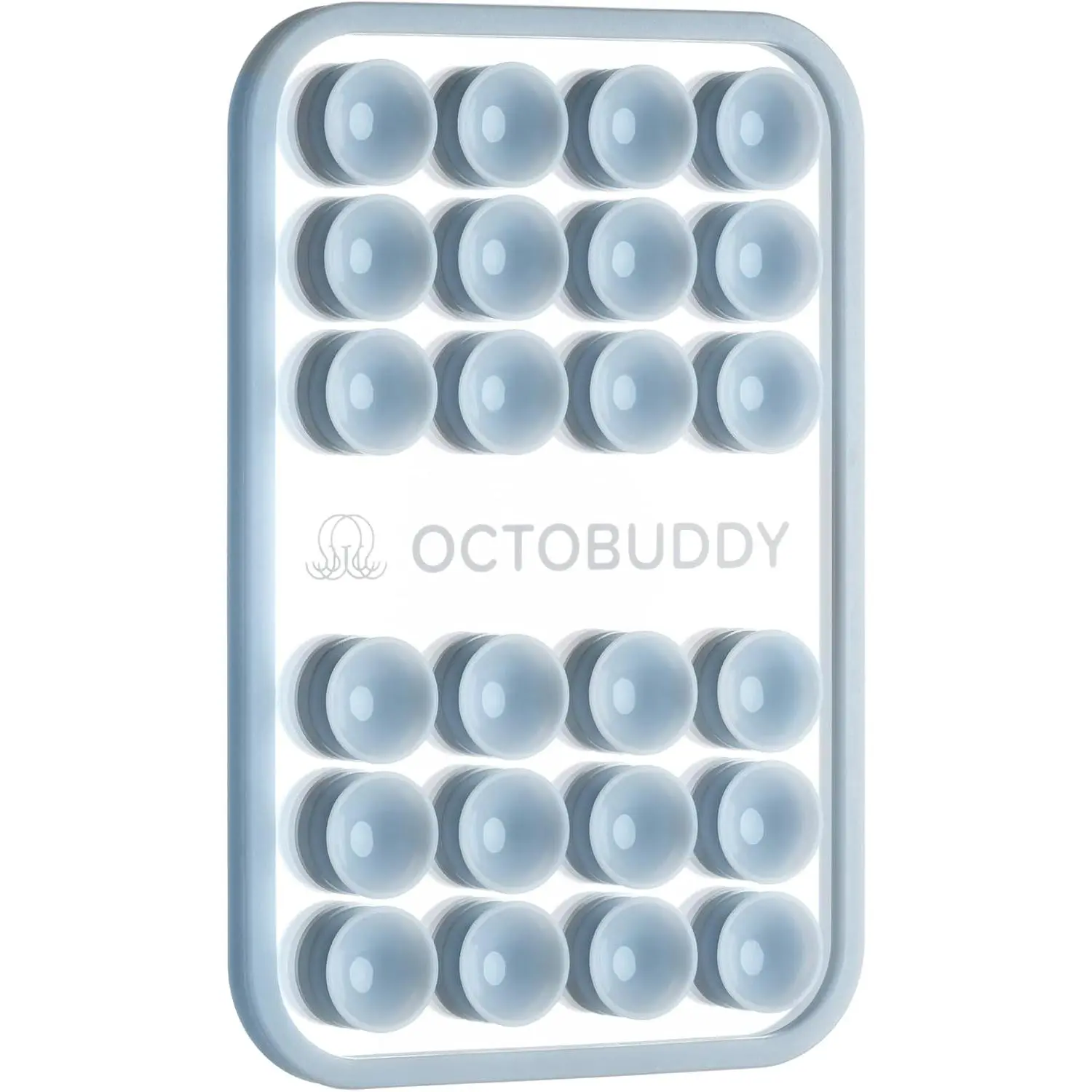 OCTOBUDDY Mirror - OG Suction Cup Phone Mount - Silicone Suction Grip Mobile Holder with Built-in Mirror - Hands-Free Selfies and Videos - Content Creator Accesory - 2.6″ x 3.9″, Baby Blue