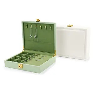 Oirlv Large Leather Jewelry Box with Lockable Design for Watches Necklaces Rings Earrings Customizable Vegan Leather Microfiber Lining Perfect Gift for Young Women