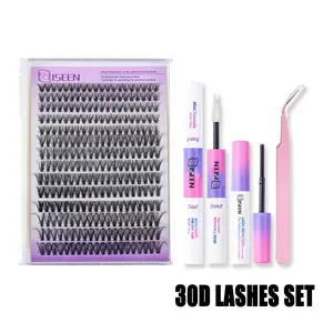 Natural Look Eyelash Extensions Kit, DIY Eyelash Extensions, 1 Set False Eyelashes with Glue & Tweezers & Brush & Glue Remover, Professional Eye Enhancement Tools for Women, Makeup Gift