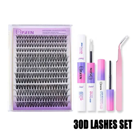 Natural Look Eyelash Extensions Kit, 1 Set False Eyelashes with Glue & Tweezers & Brush & Glue Remover, Professional Eye Enhancement Tools for Women, Makeup Gift, Eyelash Extension Supplies