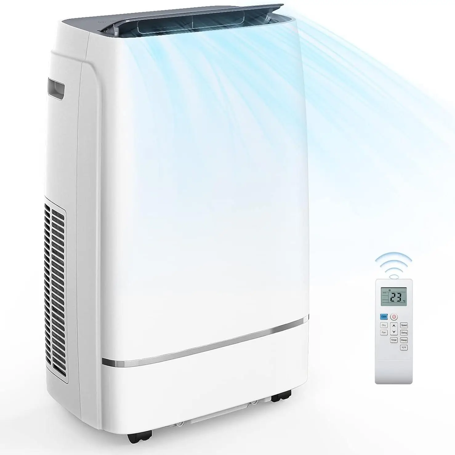 COWSAR Portable Air Conditioner, 12000 BTU/13000 BTU for Room up to 550sq. ft-600 sq. ft, Dehumidifier & Fan, Portable AC with 3 Fan Speeds, Automatic