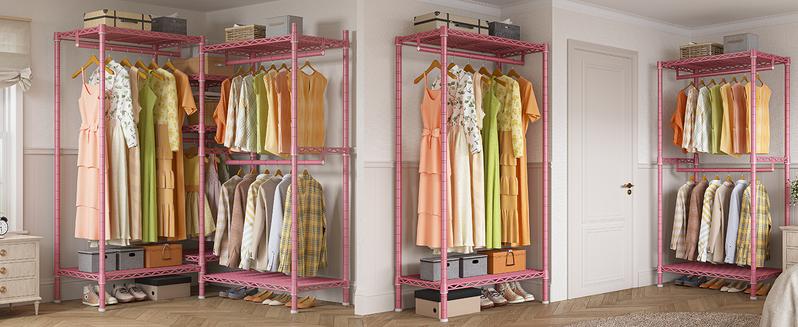 Raybee Clothes Rack Heavy Duty Clothing Rack Load 905LBS Clothing Racks for Hanging Clothes Rack Metal Garment Rack Heavy Duty Clothes Rack Free Standing Wardrobe Closet Organiser Hangable, 77" Hx75 Wx17.8 D [NewYearNewMe]