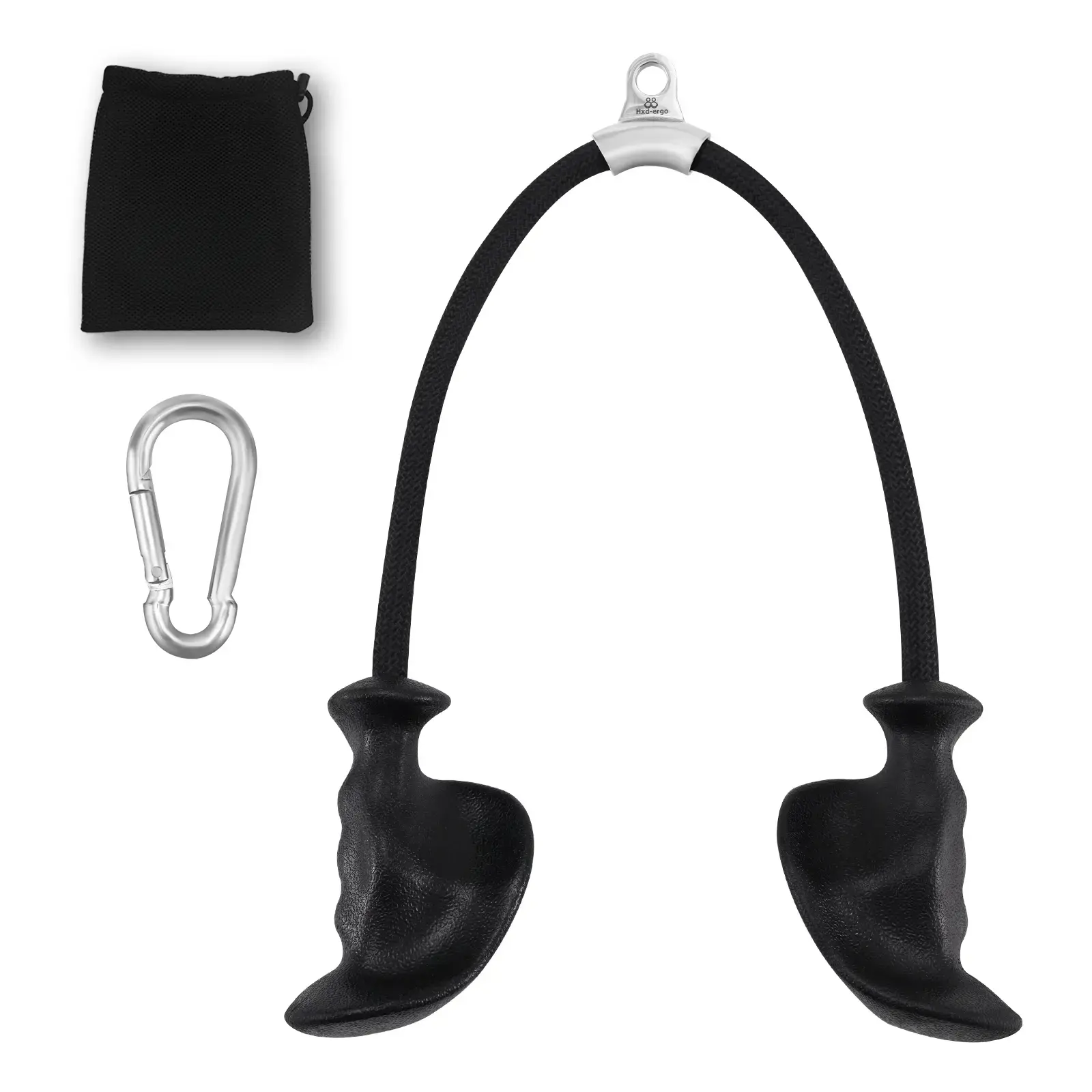Heavy-Duty Braided Tricep Rope Cable Attachment with Non-Slip Rubber Grips and Snap Ring for Home Gym Pulley System Push-Downs, Pulley Systems, Braided Rope