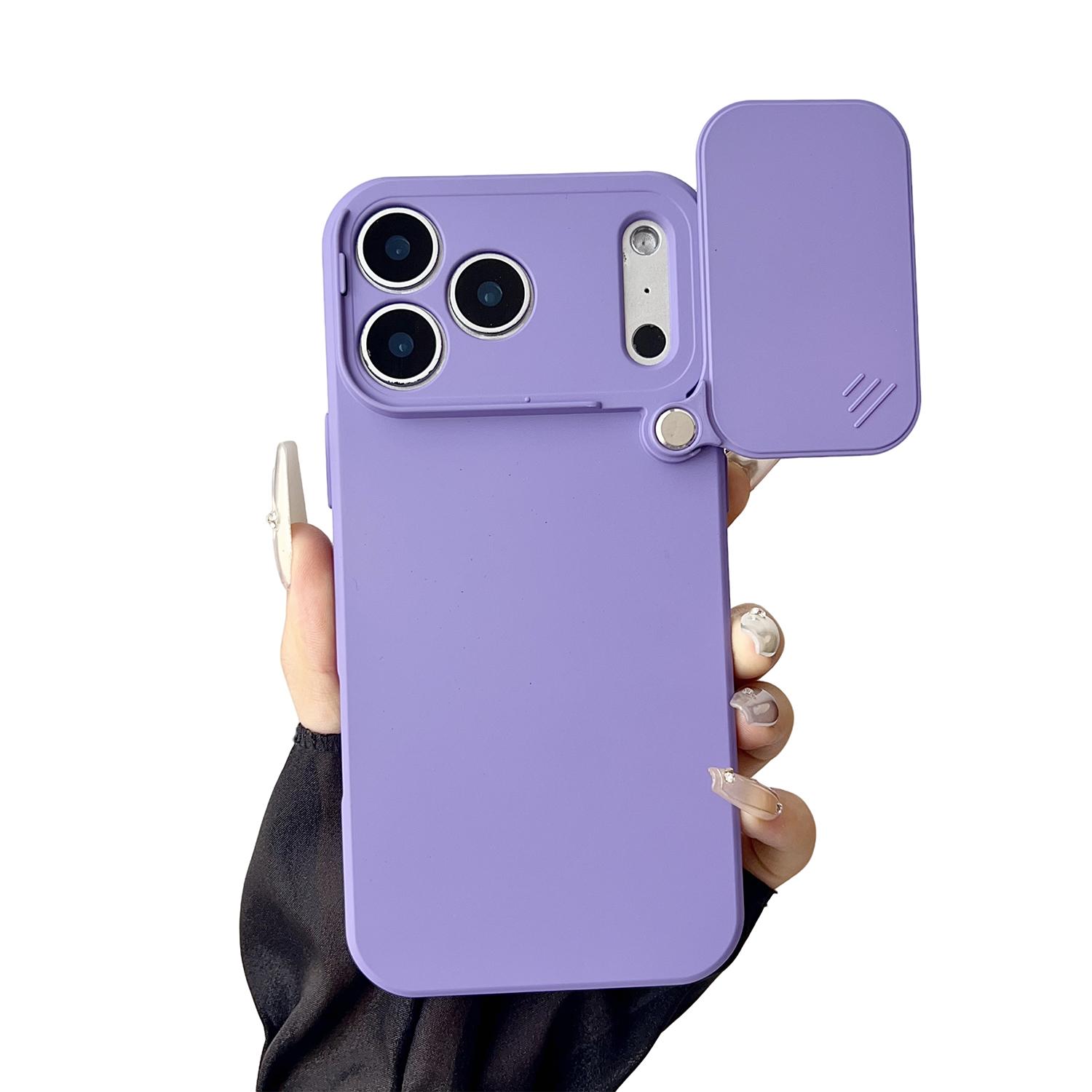 Solid Color Camera Lens Protector Case for iPhone 17 Pro Max 17 Air 16 15 14 13 Pro Max, Sliding Window Shockproof Bumper Cover Soft Silicone TPU Case