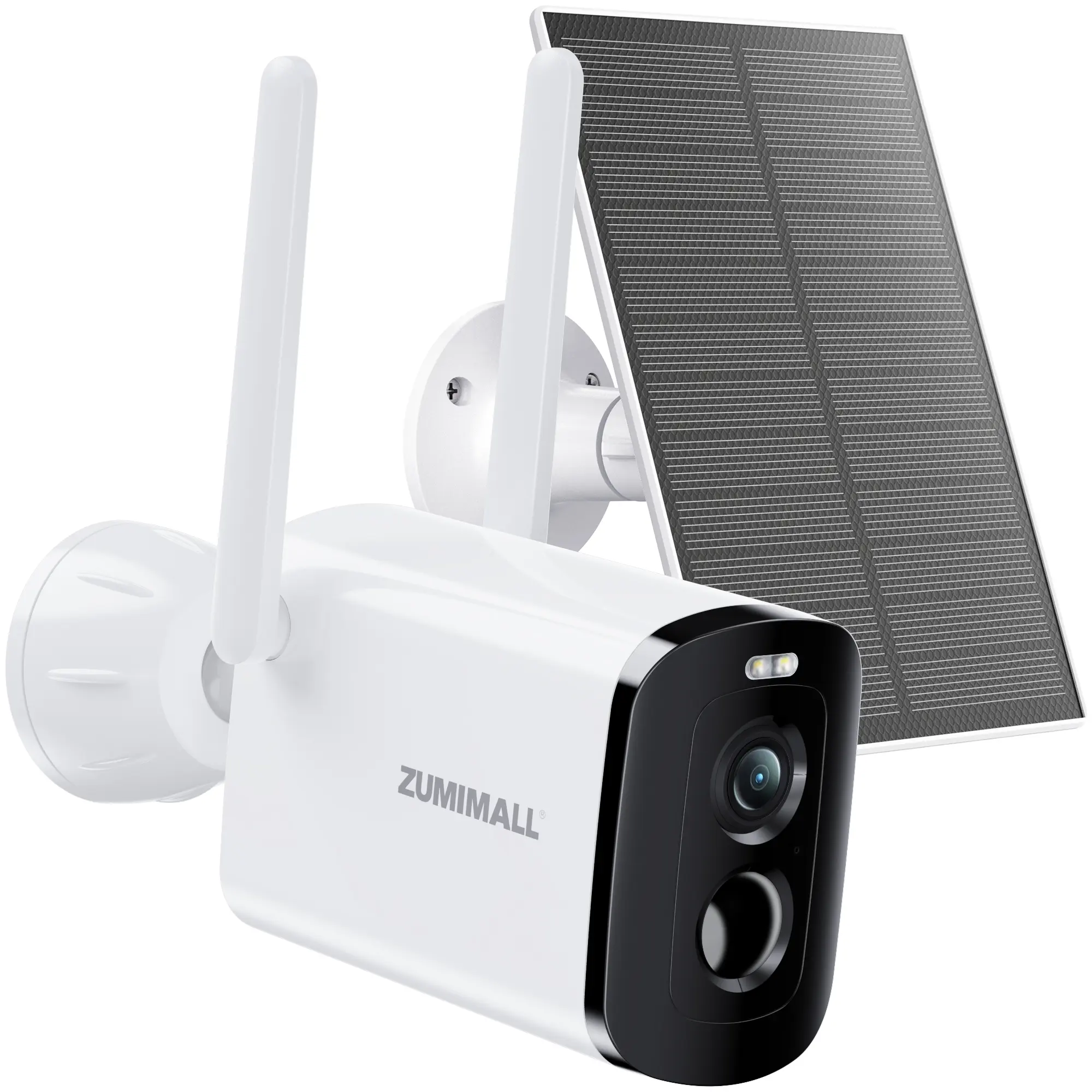 ZUMIMALL Security Cameras Wireless Outdoor, 2K Solar Camera for Home Security with 3MP Color Night Vision, 2.4GHz WiFi, 2-Way Talk, Spotlight & Siren, IP66 Waterproof, Work with Alexa