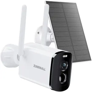 ZUMIMALL Security Cameras Wireless Outdoor, 2K Solar Camera for Home Security with 3MP Color Night Vision, 2.4GHz WiFi, 2-Way Talk, Spotlight & Siren, IP66 Waterproof, Work with Alexa