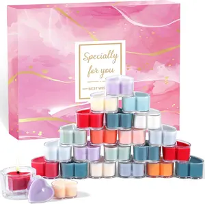 Scented Candle Gift Set 24 Heart Advent Calendar 2025 Stress Reducing for Women Home Candles Ideal Christmas Thanksgiving Mother's Day Soya Wax Long Lasting Fragrance Decor Fragrance Cherry Lavender Peony Sage