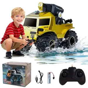 Amphibious toy remote control car，with Rechargeable Battery, Can Spray Water, Amphibious Off-road Truck, Suitable for Children Aged 3-9 Years Old And Above, Birthday Christmas Gift