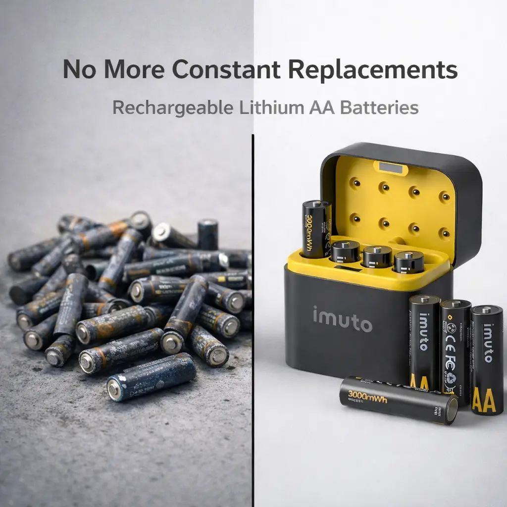 Stop Replacing AA Batteries – IMUTO Rechargeable Lithium AA 4AA+4AAA  Batteries with Charger, Long Lasting 1.5V 3600mWh Baterias Aa Battery Bundle Aa Battery Pack Double A Battery