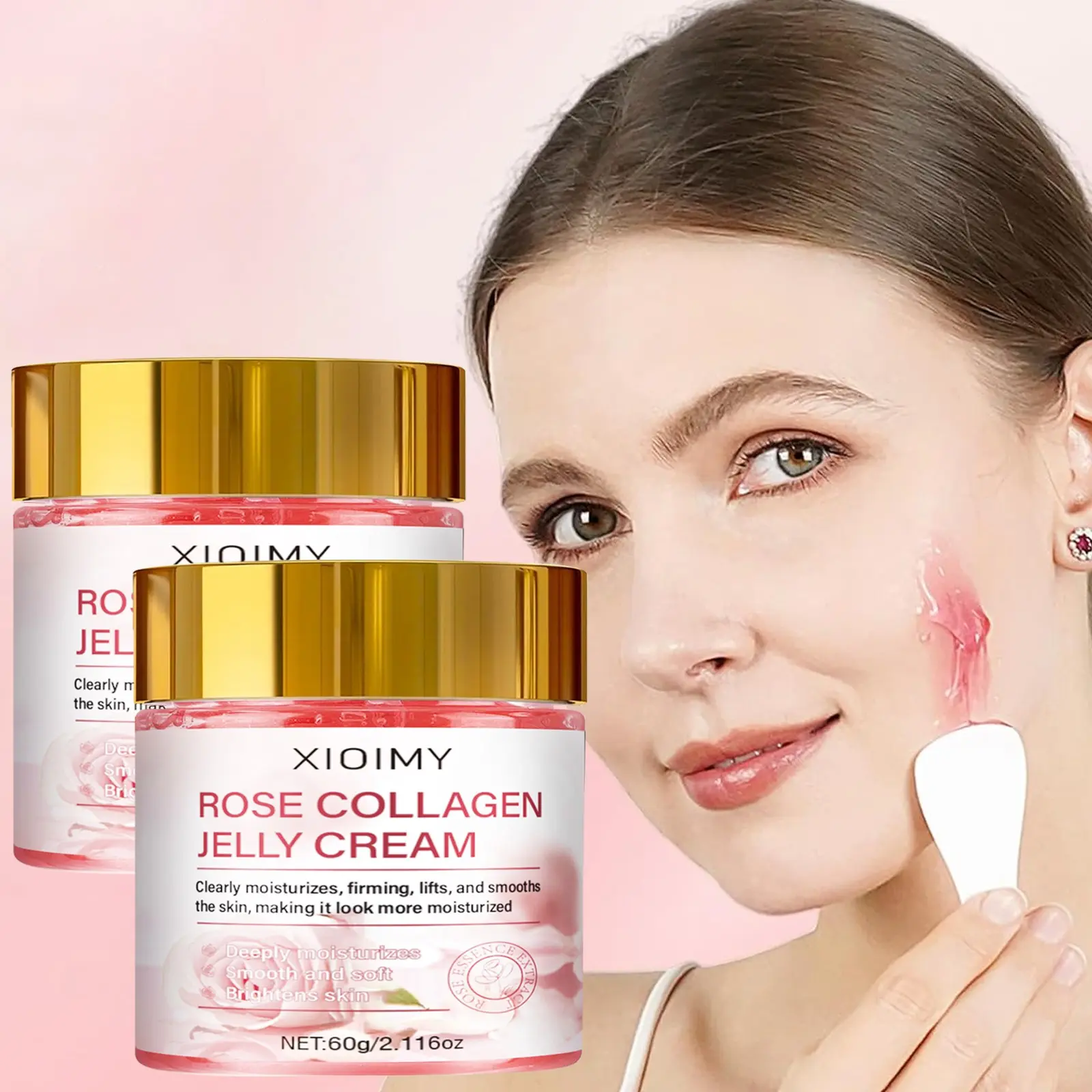 Rose Collagen Moisturizing Gel, Deeply Moisturizing, Collagen Deep Hydration, Hydrating, Firming, Smooth and Hydrated Face Skin, Suitable for All Skin Types, 2pcs Balm