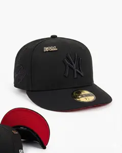New Era NY Yankees 59FIFTY Fitted Baseball Hat – Charcoal Black Gorras De Béisbol, Black Team Logo, Red Undervisor Streetwear Baseball Fashion Hat
