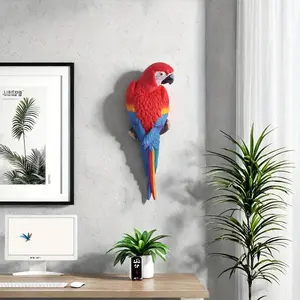 Handcrafted Parrot Sculpture, Vibrant Detailed Resin Art Statue, Home & Garden Decor, Ideal Gift for Bird and Art Enthusiasts