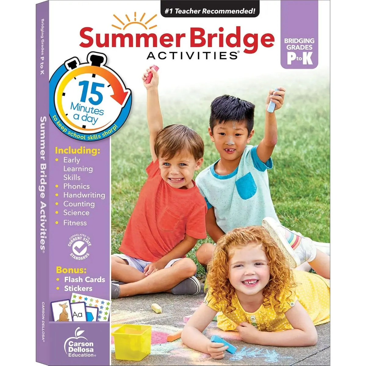 Summer Bridge Activities Preschool to Kindergarten Workbooks, PreK & K Toddler Activity Book With Phonics, Math, Science, Handwriting Practice, Early Learning Skills, and Flash Cards Paperback – January 25, 2015