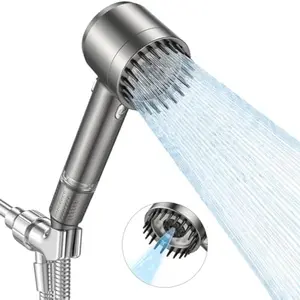 Jomst Filtered Shower Head with Handheld Design, 4 Spray Modes, High Pressure Water Flow, Detachable Brush Nozzle, and Filter Element for Hard Water